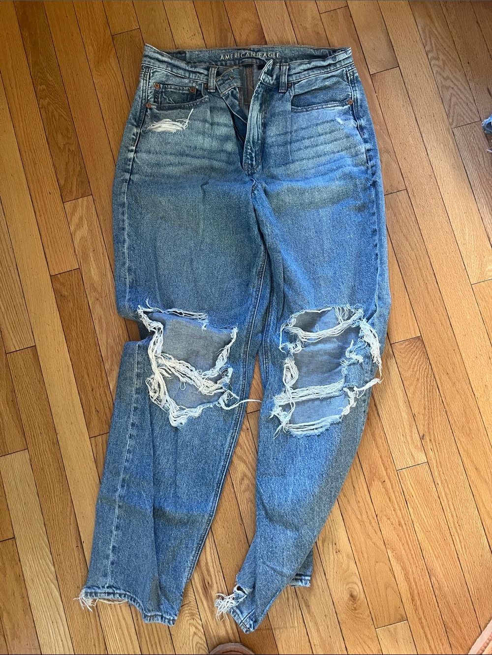 American Eagle Outfitters Distressed Light Blue Boyfriend Jeans